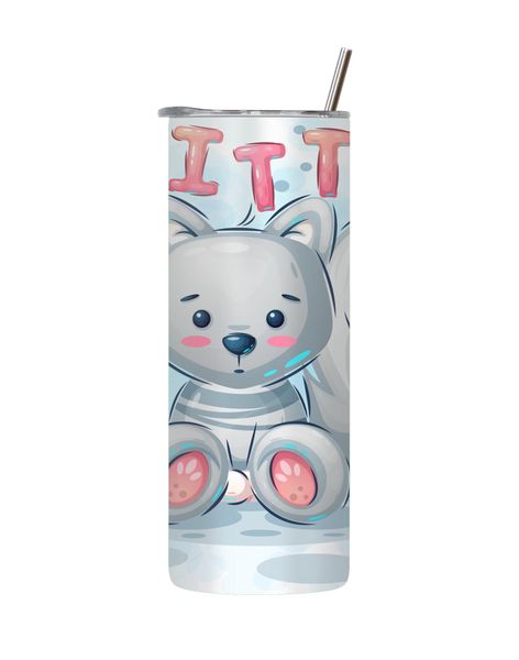 Kitty 20 Oz Tumbler with Lid and Straw Kids Graphic Design Present 107