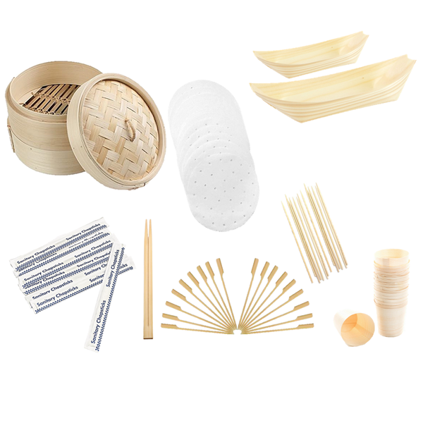 Premium Natural Bamboo Complete Steamer Kit (221-Piece)