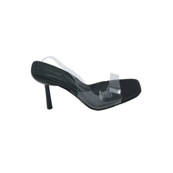 Missy Missi Clear Strap Slingback Heeled Mule Sandals - Black | Shop ...