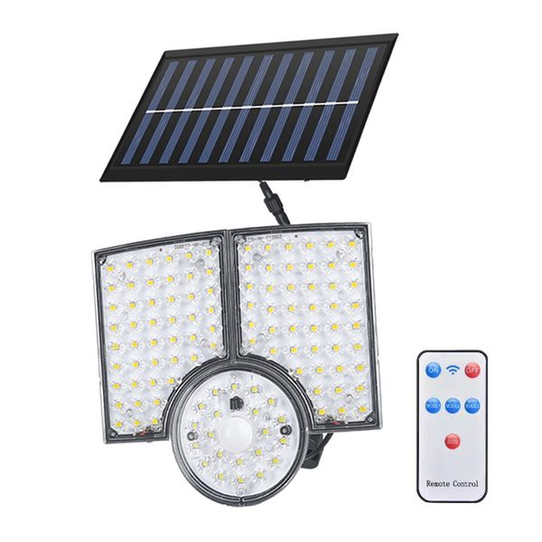 Outdoor Solar Powered Human Induction Adjustable Head Street Lamp 112LED
