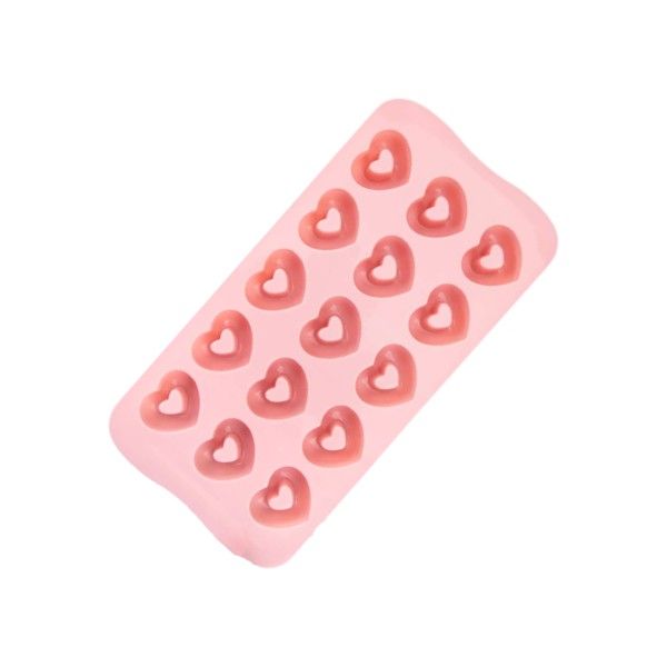 15-Cavity Non-Stick Cut Out Bubble Heart Silicone Mold - Pink
