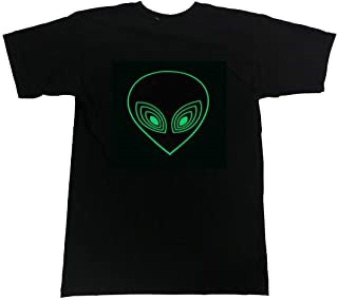 Sound activated USB rechargeable Electroluminiscence (EL) Light Up Tshirt