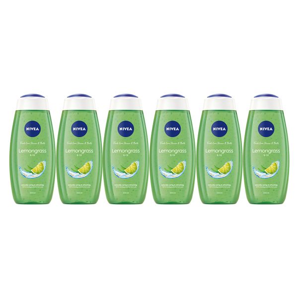 NIVEA Lemongrass &amp; Oil Shower Gel Body Wash, 6x500ml