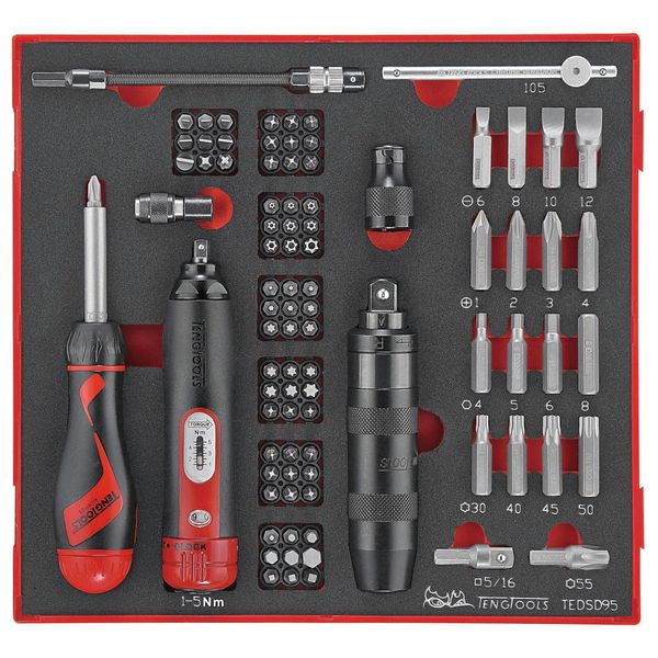 TengTools - 95 Piece Torque Screwdriver, Impact Driver &amp; Bit Set in EVA