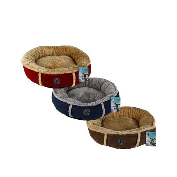 Pet Round Fleece Bed - Round 50cm Furry Centre (3-Pack)