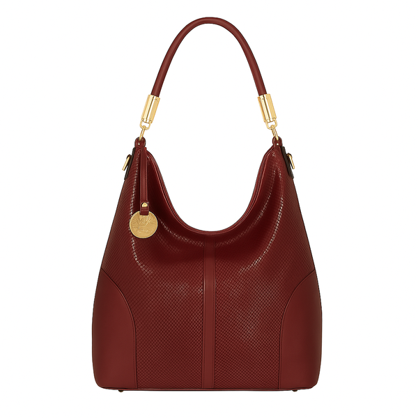 Luxury PU Leather Shoulder Handbag with Gold Hardware