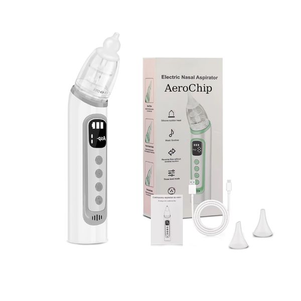 Electric Baby Nasal Aspirator, Rechargeable Anti-Backflow Nose Sucker-white