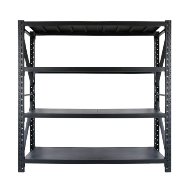 Heavy-Duty Black Metal Storage Shelf - 4-Tier Adjustable Rack