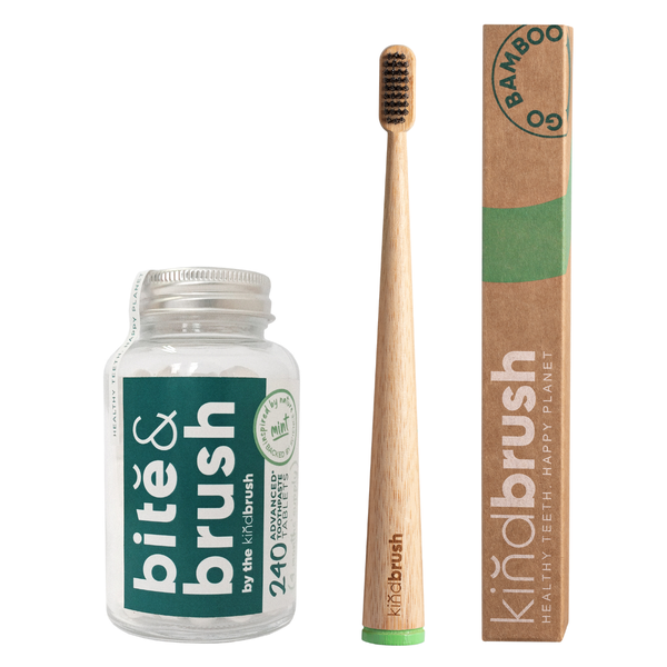 Bite&amp;Brush Hydroxyapatite Toothpaste Tablets (240) &amp; Kindbrush Combo