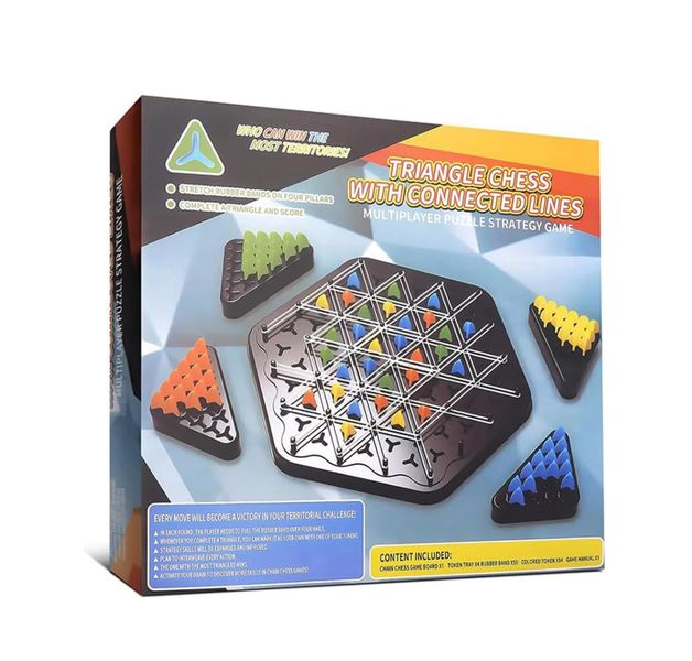 Triangle Chess Game - Board Game - Elastic Band Game -Family Game 2-4 Players