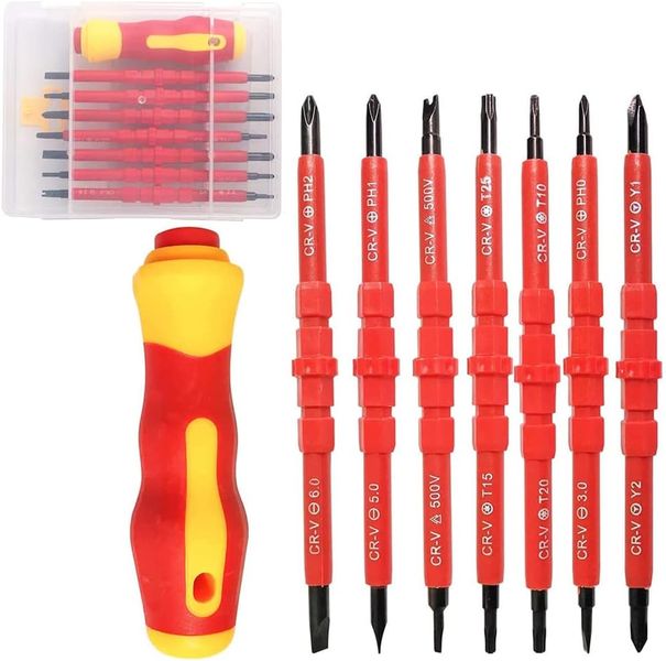 7-Piece Insulated Screwdriver Set with Soft Handle (Red)