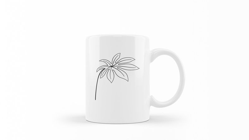 Designer Line Art Coffee Mug - Abstract Leaf 13
