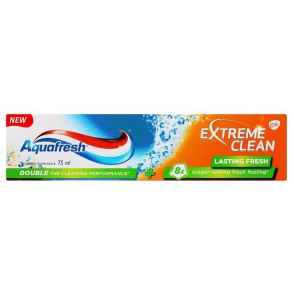 Aquafresh Extreme Clean Lasting Fresh Fluoride Toothpaste - (12x 75ml)