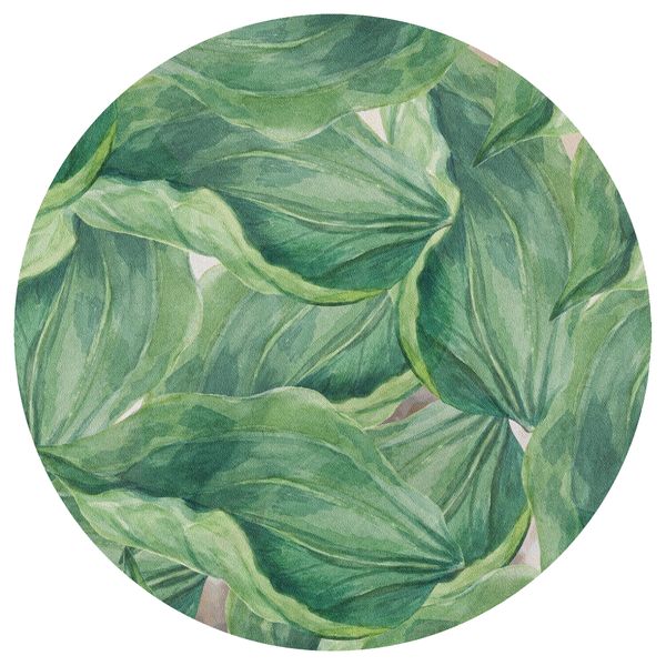 Watercolour Green Leaves Round Tablecloth