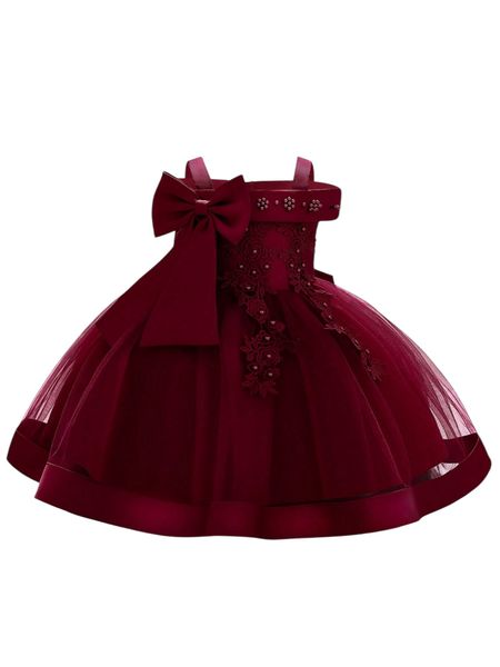 Satin Strap Dress With Bowknot Decoration for Girls