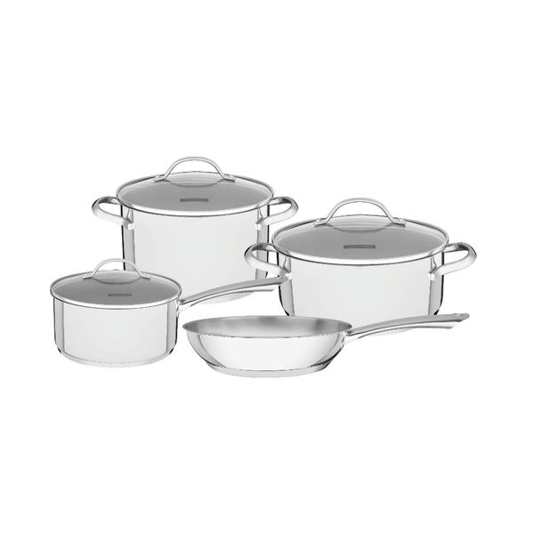 Tramontina 7 Piece Stainless Steel Triple Bottom Cookware Set-Una