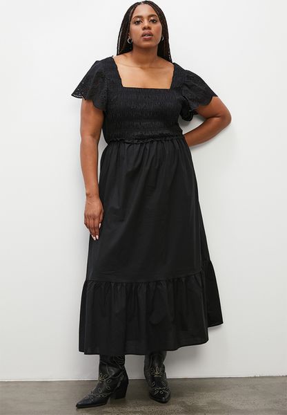 Open Back Anglaise Fit And Flare Midi