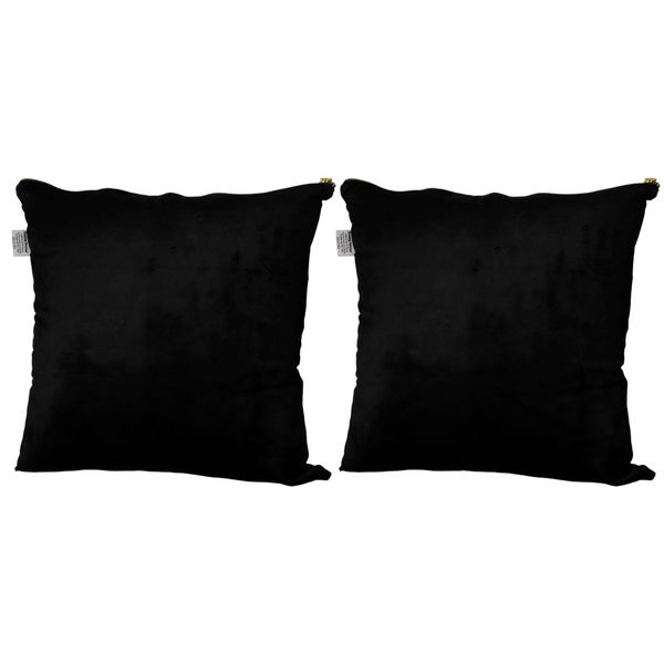 Danny Home Velvet Fabric Navy Pillowcase Cover - 49.5cm - Set of 2