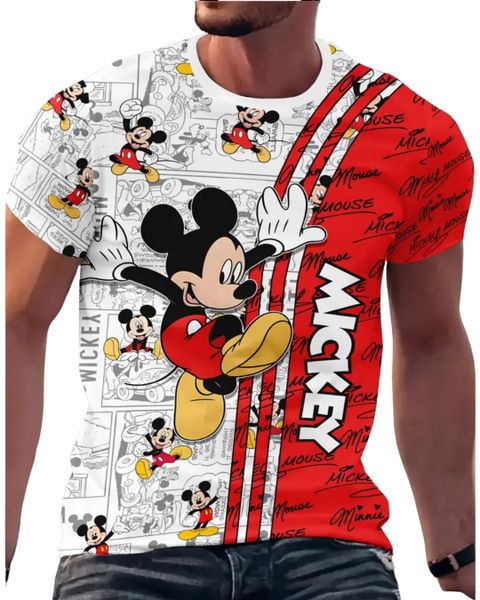 Mens Short Sleeve T-Shirt - Red Mickey Mouse