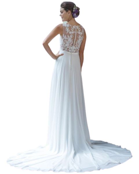 Lace Chiffon Wedding Dress - UK16