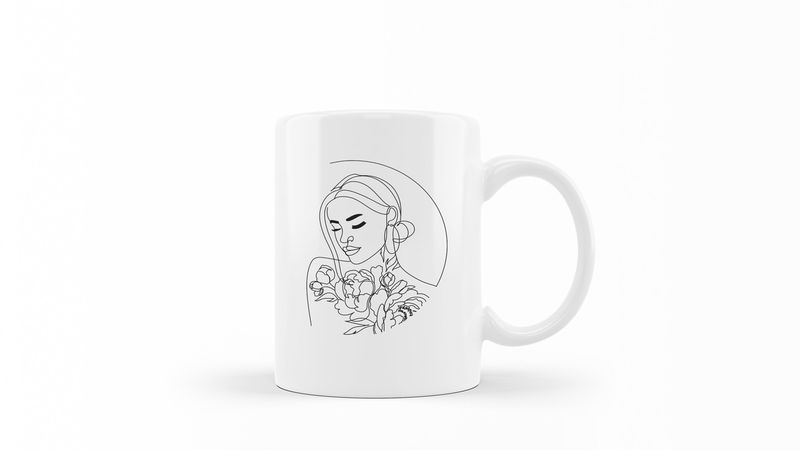 Designer Line Art Coffee Mug - Beauty 10