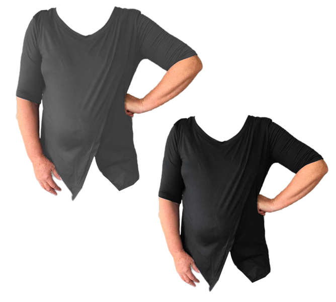 Comfy Maternity &amp; Breastfeeding Tops - Short Sleeve - 2 Pack - Red &amp; Navy