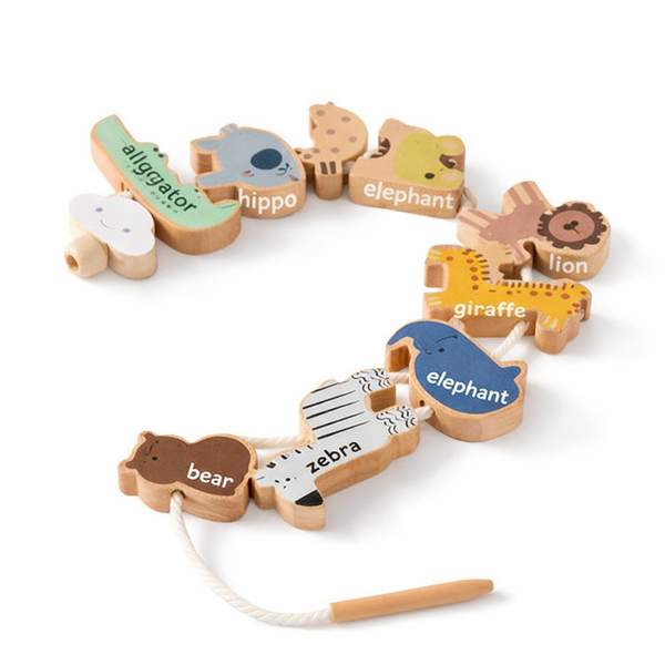 Educational Wooden Animal Lacing &amp; Threading Toy for Toddlers