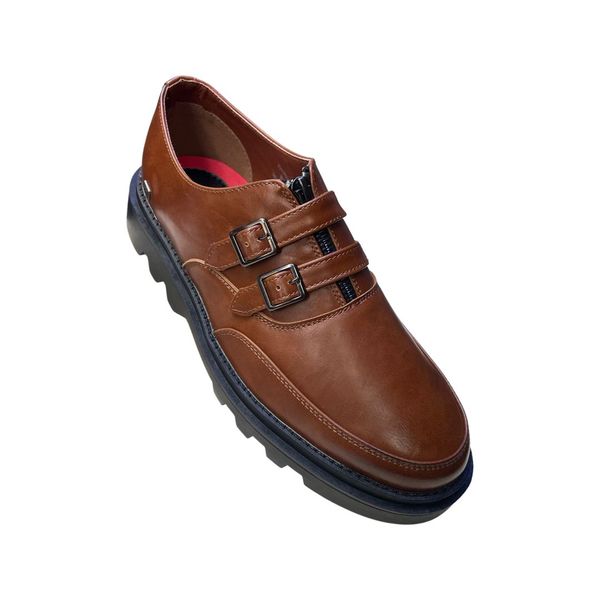 Chunky Men's Monk Strap Shoes Tan Color