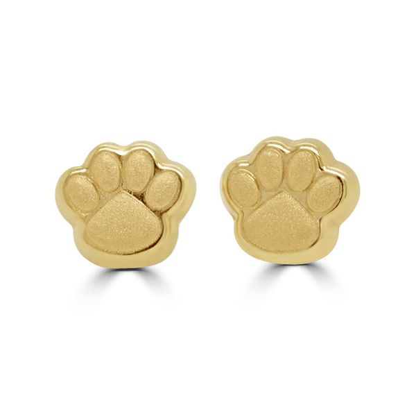 Paw Print Studs Set in 9ct Solid Yellow Gold - Jack Friedman Jewellers