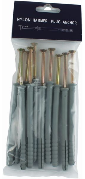 Nail In Nylon Anchor Plug 8x100mm - Pack of 100 - Grey