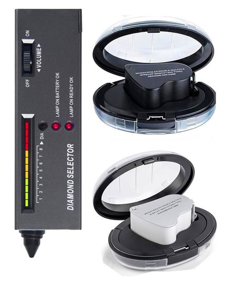 Jewelry Diamond Tester Pen+30X 60X Mini LED Magnifying Jewelry Eye Loupe