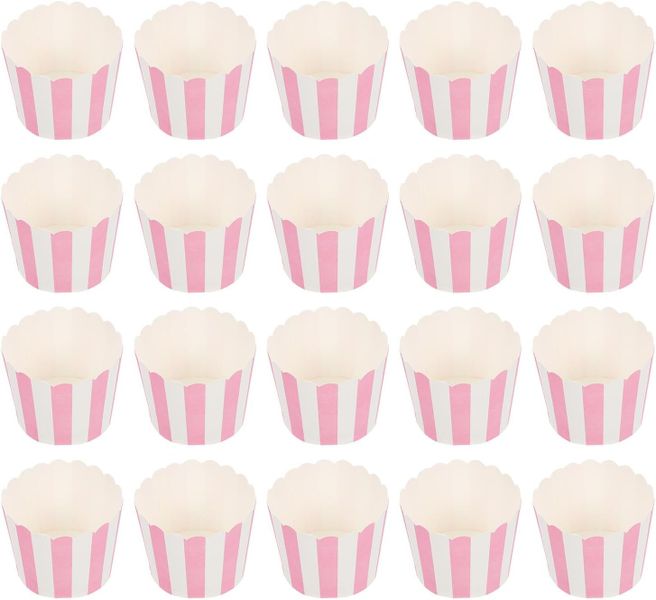 Heat-resistant Pink Stripe Cake Paper Cups Muffin Liners DIY