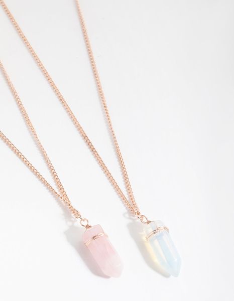 Mixed Metal Wrapped Shard Necklace pack