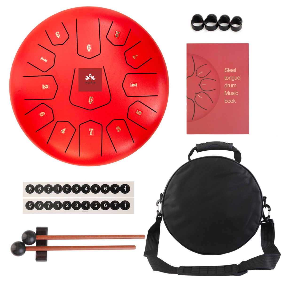 AURA Carbon Steel Tongue Drum Set - 13 Notes - Percussion Instrument