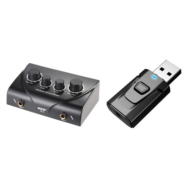 Portable Dual Mic Inputs Audio Sound Mixer Black Us Plug