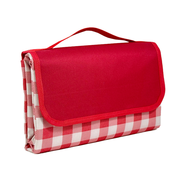 Thick-walled Waterproof Portable Picnic Mat - Red and White Check Pattern