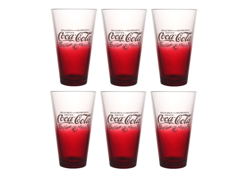 Coca-Cola Vintage Style V-Tumbler 300ml Pasabahce Glasses (6-pack)