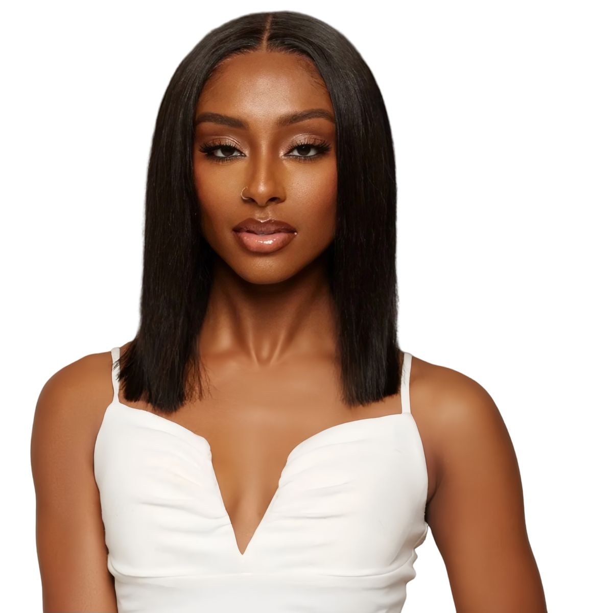 Luvée 12-inch Bob Full Frontal Straight Wig Human Hair Natural Colour