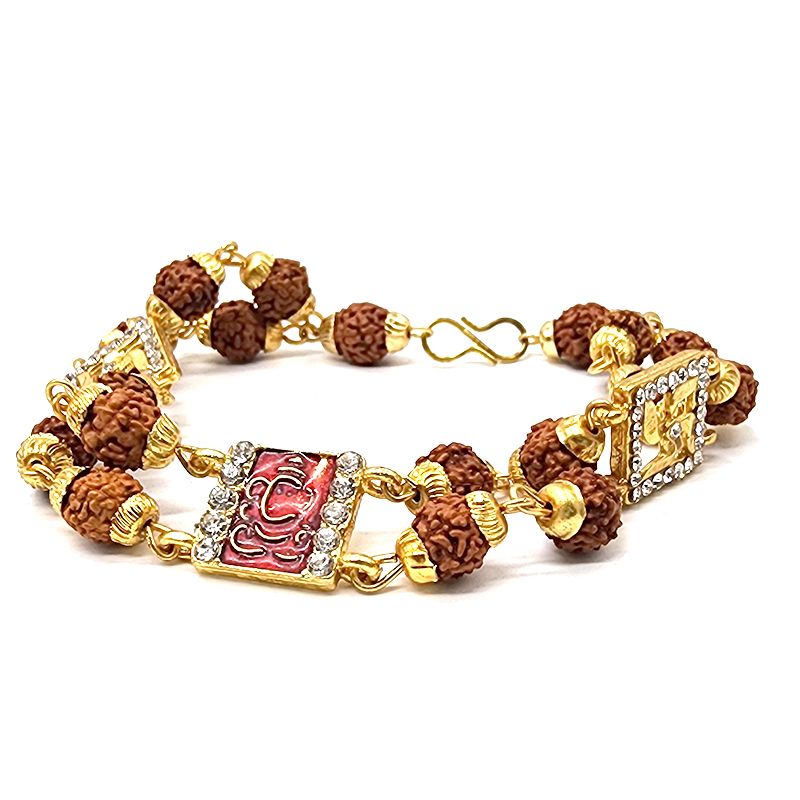 pX Raksha Bandhan RakheeGaneshaMala BeadsSwastika Diamant Bracelet