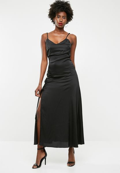 Women's Dailyfriday Maxi Lace Up Slip Dress - Black