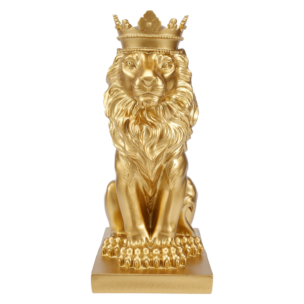 Abstract Crown Lion Statue Home Office Resin Sculpture Crafts-Gold