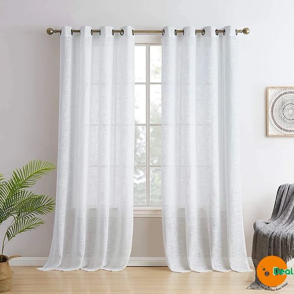 DOT Readymade Heavy Quality Sheer Voile Eyelet Curtains - White