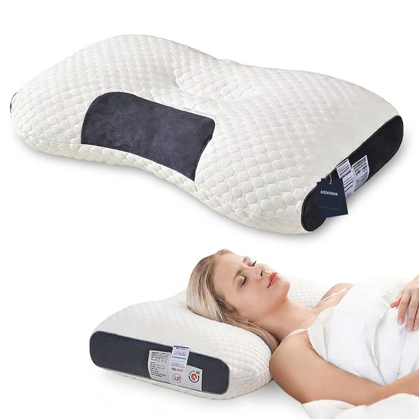 Ergonomic Pillow, 3D Knitted Cotton Massage Pillow for Cervical Vertebrae