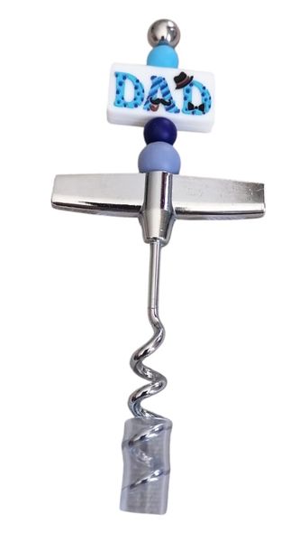 Father's Day Gift Corkscrew with Silicone Beads Block &amp; Lettered Dad