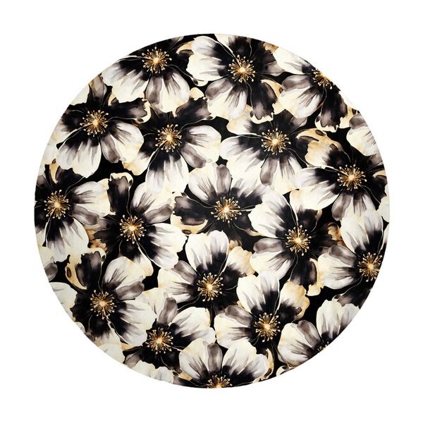 Water Painted Gold Trimmed Flower Round Tablecloth