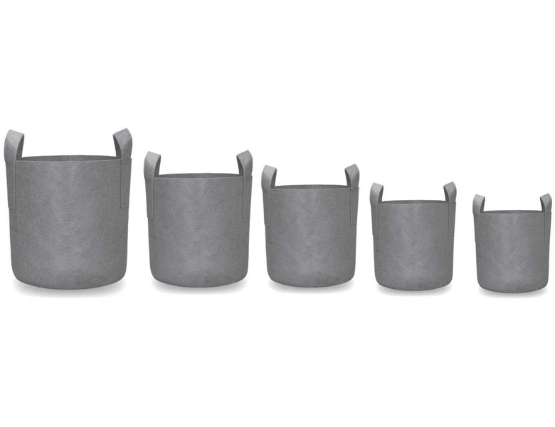 Fabric Planting Pot - 37, 27,19,11 &amp; 4 Litres (Set of 5) Black
