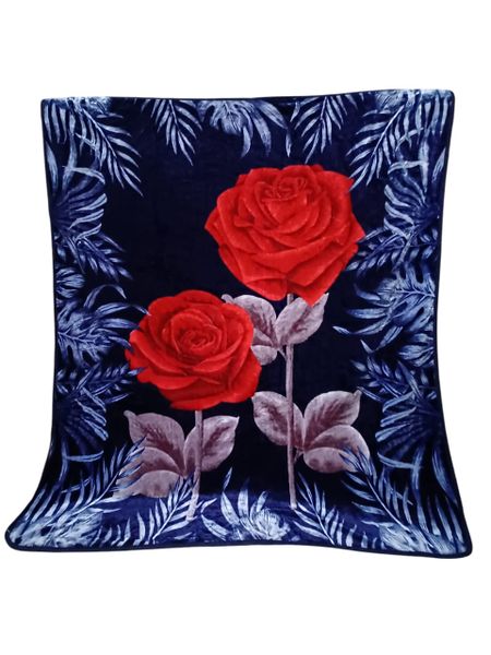 SMTE 1-Ply Blanket with Red Rose &amp; Fern Border Design - 187cm x 226cm