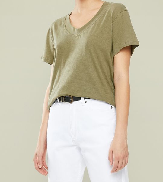 Women's Superbalist Slouchy Slub V-Neck Tee - Khaki