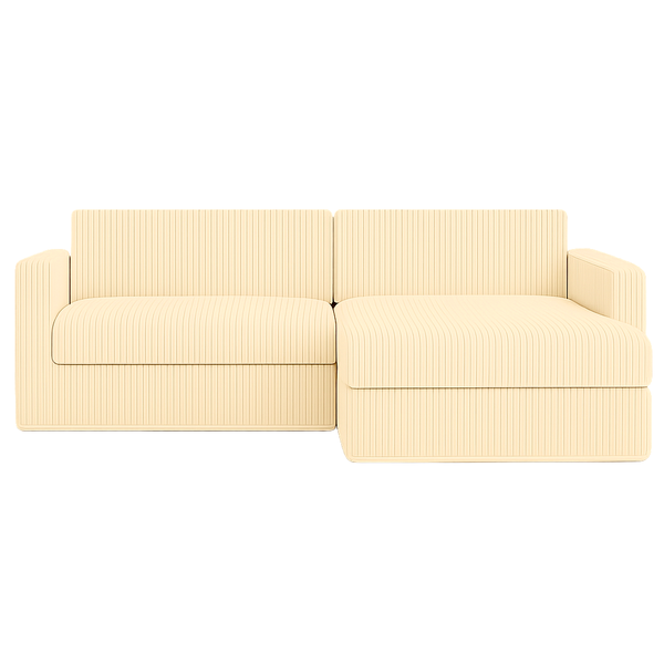 CorduRoyal Compressed Square Arm Full Foam 2 Seater with Daybed Sofa Couch