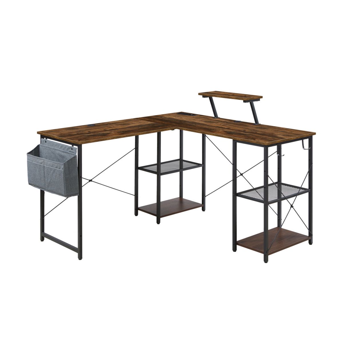 L-Shaped Walnut Computer Desk